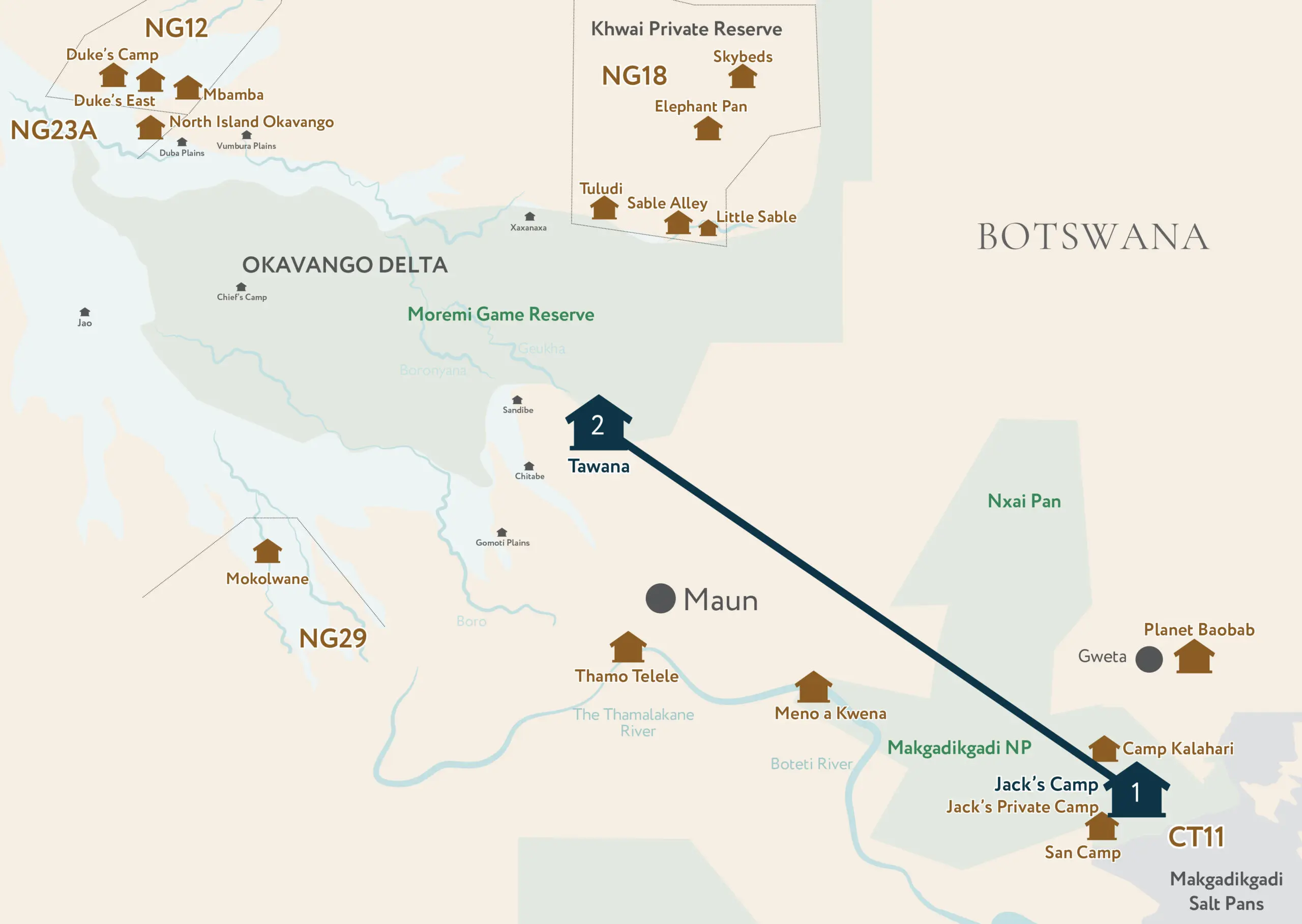 Signature Honeymoon Safari with Adventures Africa - map