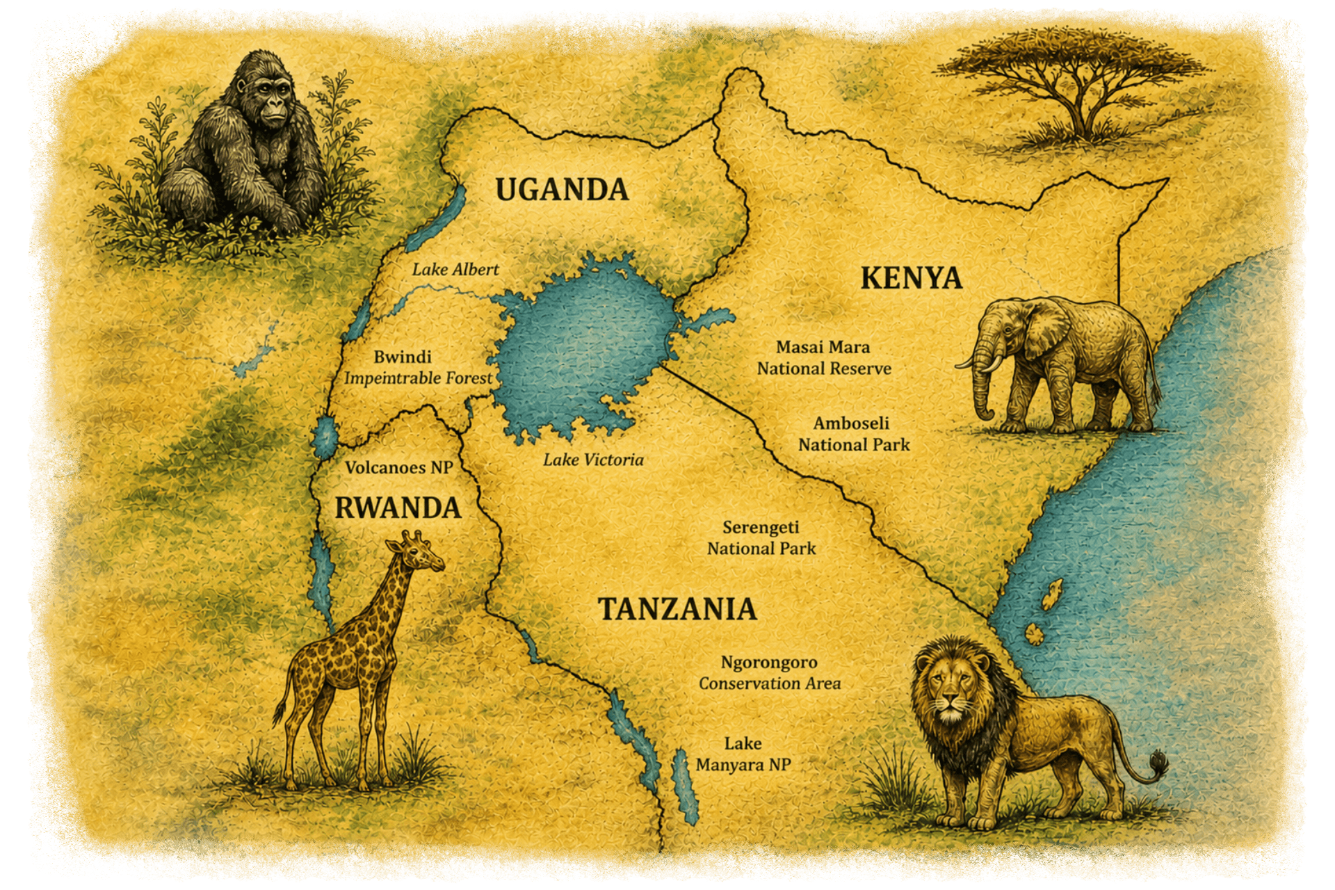 East Africa Map - Adventures Africa